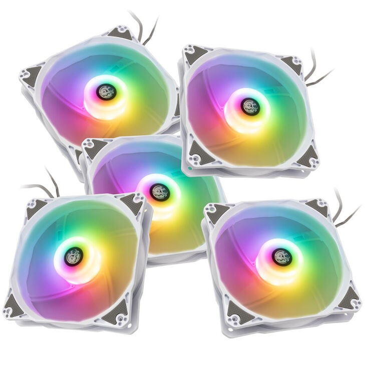 Bitspower Notos RGB PWM Fan, 120mm - white, 5-pack image number 0