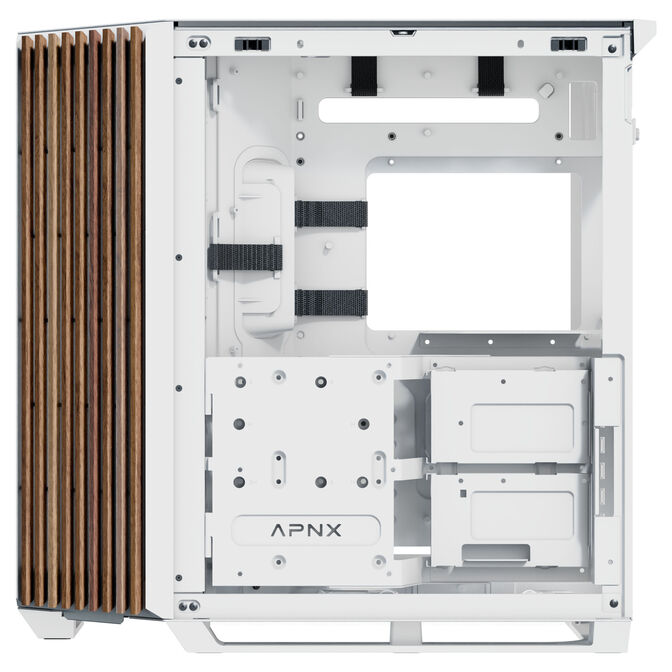 APNX V1 PC Case, Mid Tower, ATX, Tempered Glass &ndash; Wood, White image number 8