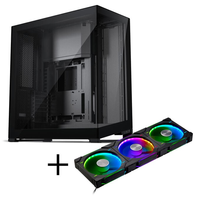 Phanteks NV9 MK2 E-ATX-Geh&auml;use, Tempered Glass, ARGB + D30 PWM Regular Airflow, D-RGB L&uuml;fter, 3er Pack - 140mm, schwarz image number 0