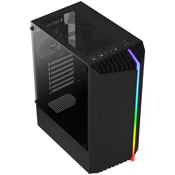Aerocool Bionic v1 Mid Tower, RGB, Tempered Glass - Black image number 1