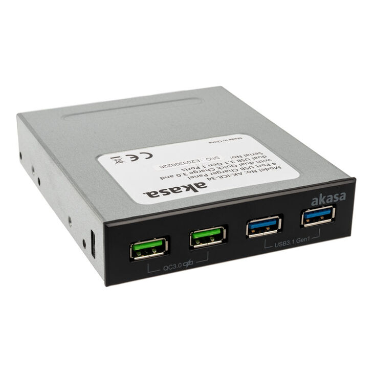Akasa USB 3.1 Gen2 und Quick Charge Panel 3,5 Zoll - schwarz image number 0