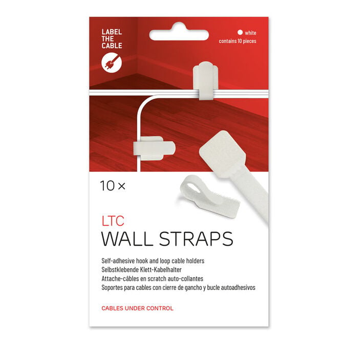 LABEL THE CABLE Wall Velcro Cable Holder 10-Piece Set - white image number 0