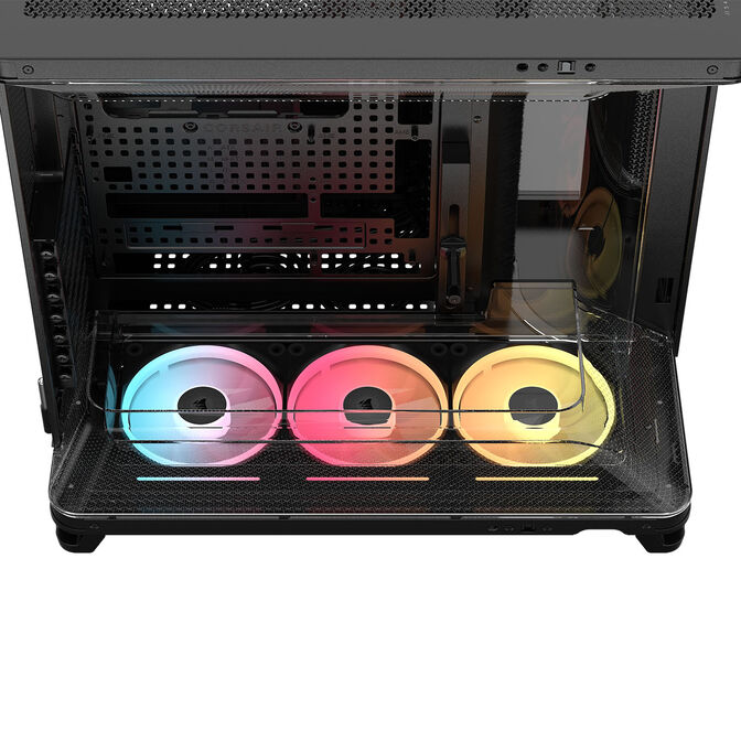 Corsair AIR 5400 LX-R LINK PC Case, Mid-Tower, Tempered Glass, RGB - includes 3x 120mm Fans, black image number 11