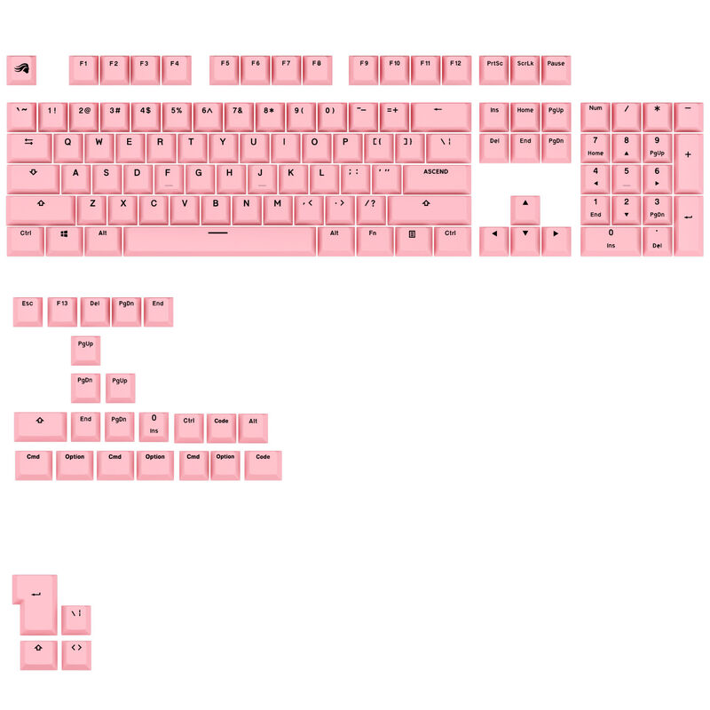 Glorious GPBT Basics Keycaps, ANSI Layout (US), PBT, Doubleshot - Potion Pink Image
