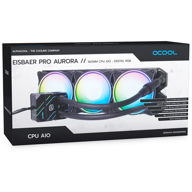 Alphacool Eisbaer Pro Aurora 360 AIO Cooler, D-RGB - 360mm image number 9