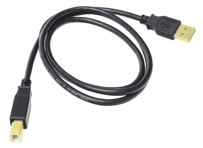 InLine USB 2.0 Kabel, A auf B, vergoldet, schwarz - 1m image number 1