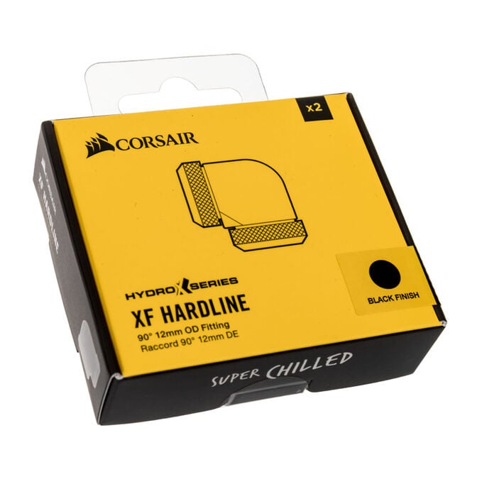 Corsair Hydro X Series XF Hardline Adapter 90 Degree 12mm OD to 12mm OD Hardtube - 2 Pack, Black image number 2