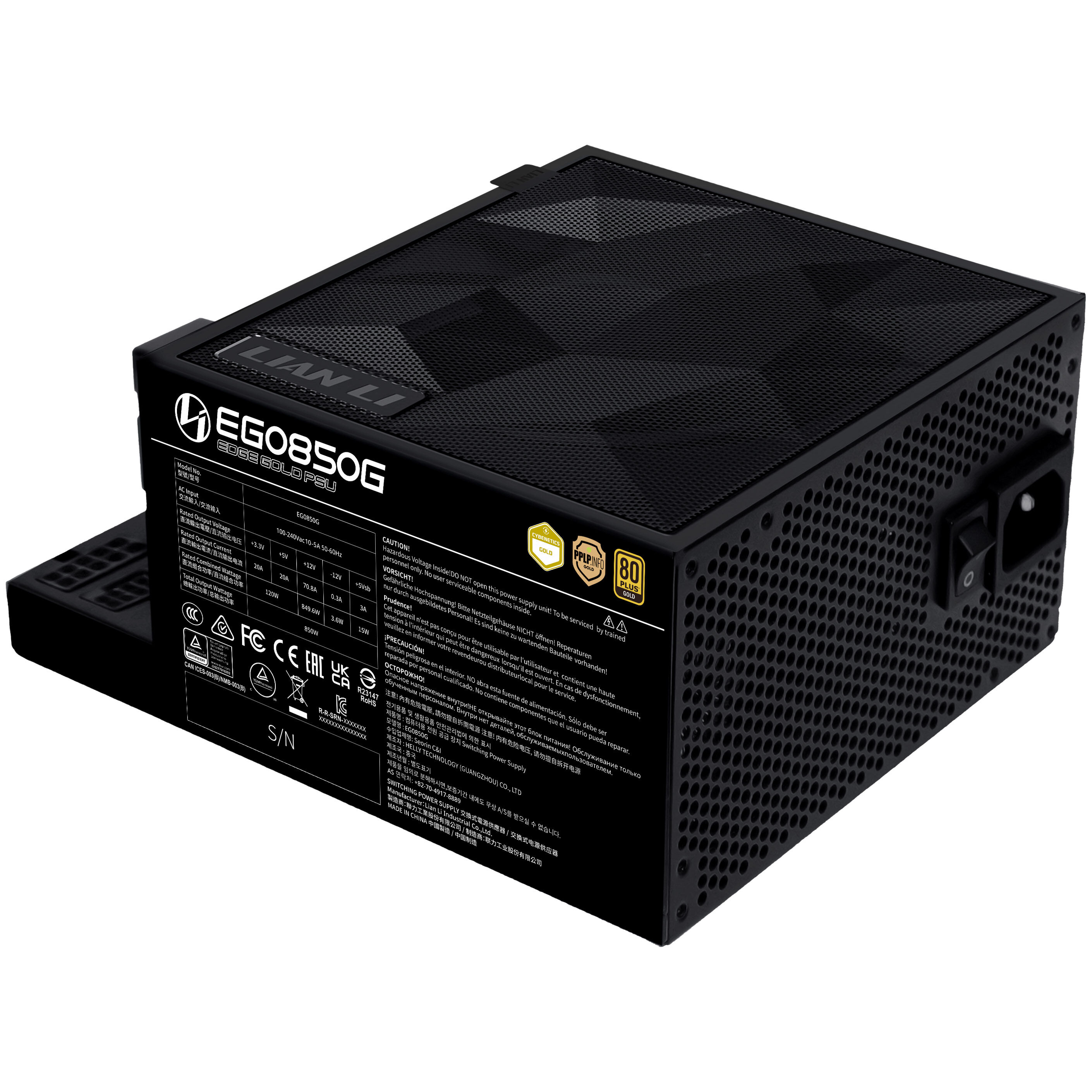 Lian Li EDGE GOLD 850 80 PLUS Gold power supply, PCIe 5.1, ATX 3.1