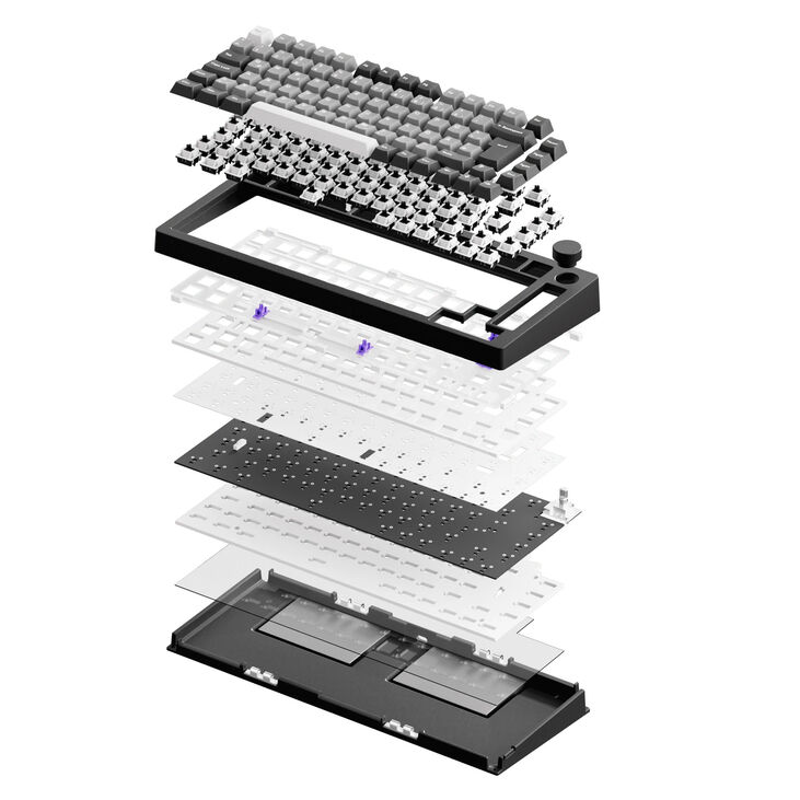 Akko MonsGeek M1 V5 VIA Gaming Keyboard, 75%, RGB, ISO-DE/UK/Nordic Layout - Black / Silver, V3 Creamy Purple Pro Switches image number 9