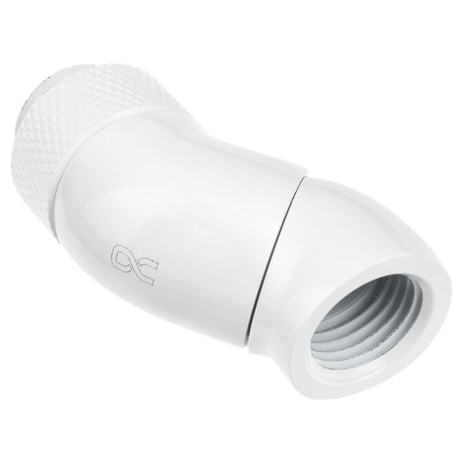 Alphacool Eiszapfen Winkeladapter, 45 Grad, doppelt, drehbar, G1/4 AG auf G1/4 IG - wei&szlig; image number 1