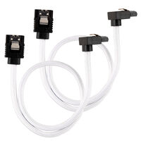 Corsair Premium Sleeved SATA-Kabel gewinkelt, weiß 30cm - 2er Pack