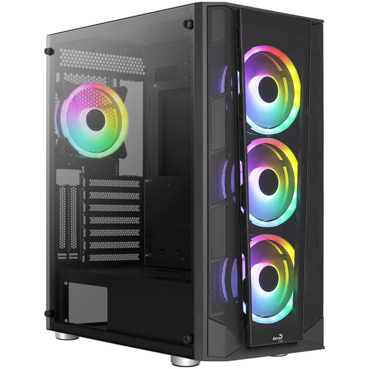 Aerocool Prism FRGB Mid Tower, ATX, Tempered Glass - Black image number 8
