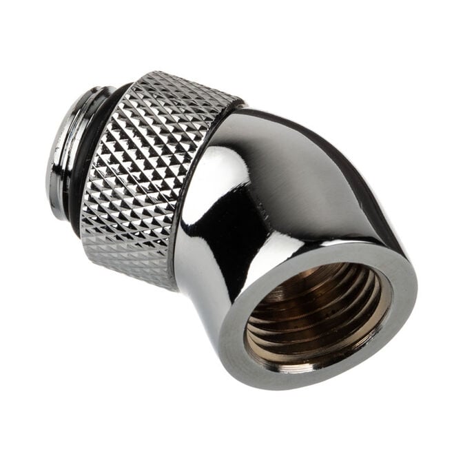 Alphacool Eiszapfen Adapter 45 Grad G1/4 Zoll AG auf G1/4 Zoll IG - drehbar, chrome silber image number 0