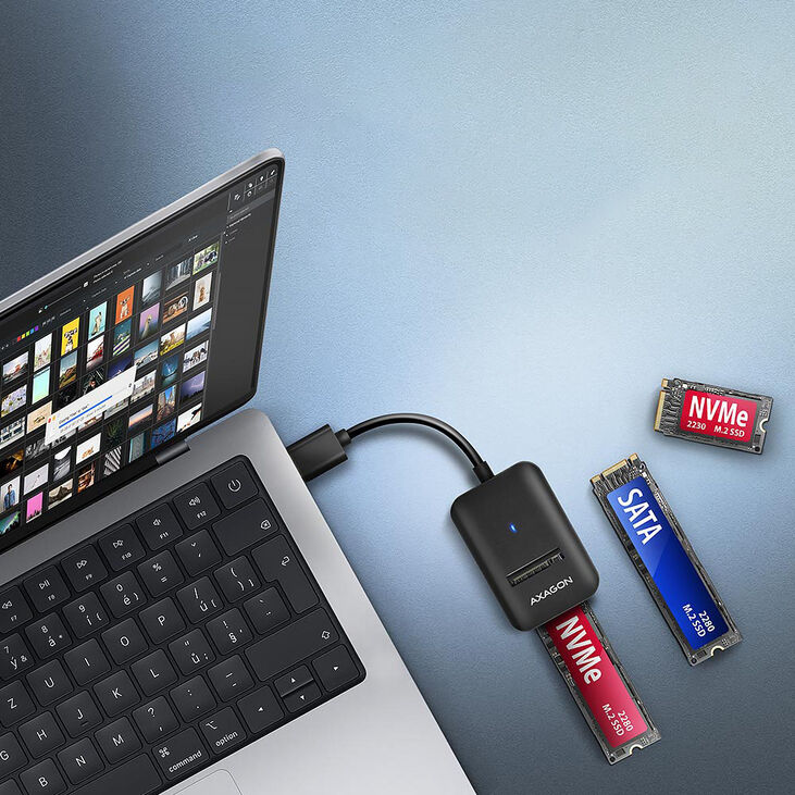AXAGON ADM2-AM NVMe/SATA SDD Adapter - 10cm image number 3