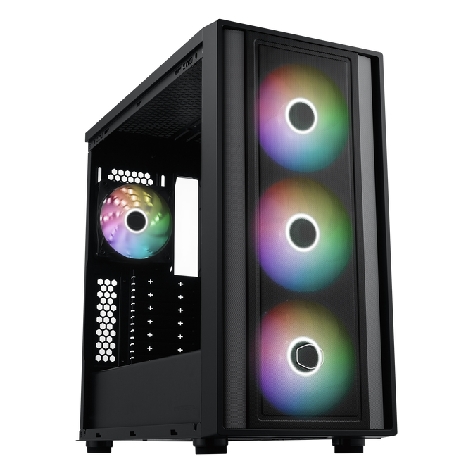 Cooler Master MasterBox 600 ARGB PC case, Mid Tower, E-ATX, RGB, Tempered Glass - black image number 5