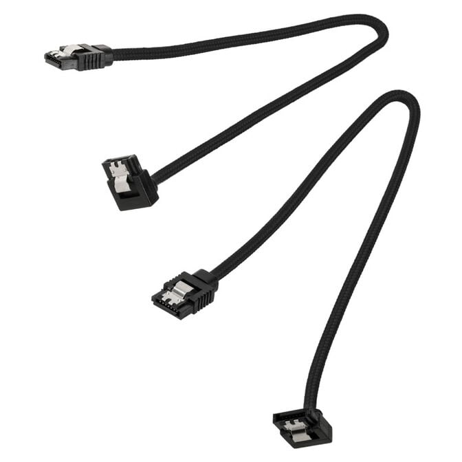 Corsair Premium Sleeved SATA cable angled, black 30cm - 2 pack image number 1