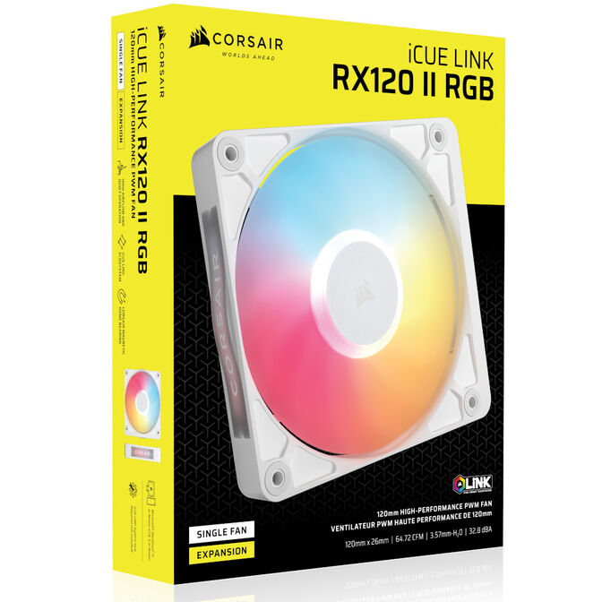 CORSAIR iCUE LINK RX120 II RGB PWM-L&uuml;fter, 120 mm, 2.100U/min - wei&szlig; image number 5