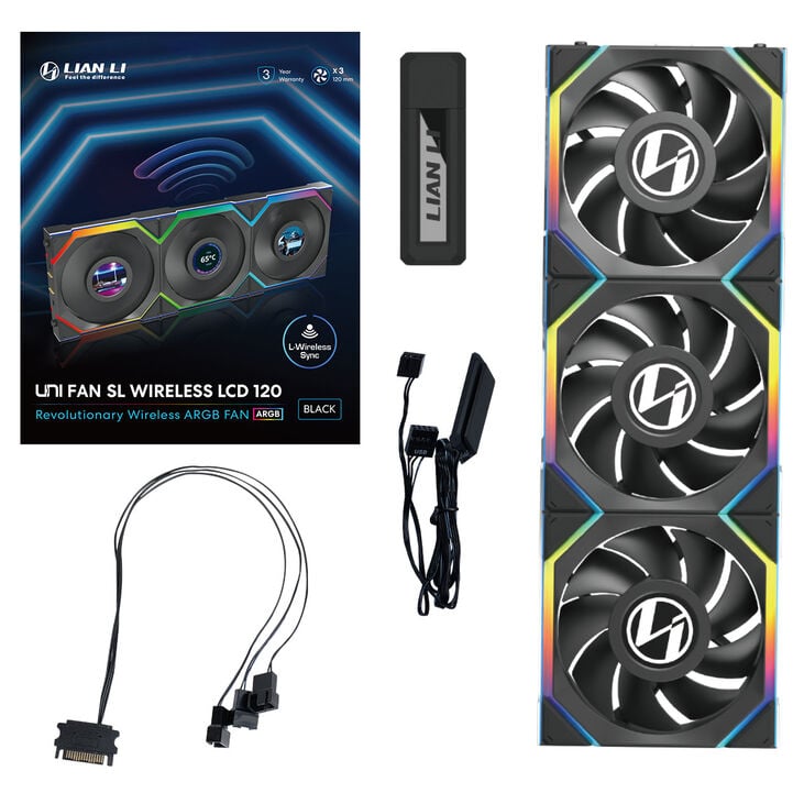Lian Li UNI FAN SL Wireless LCD Lüfter, ARGB, PWM, 3er-Pack inkl. Controller - 120 mm, schwarz image number 11