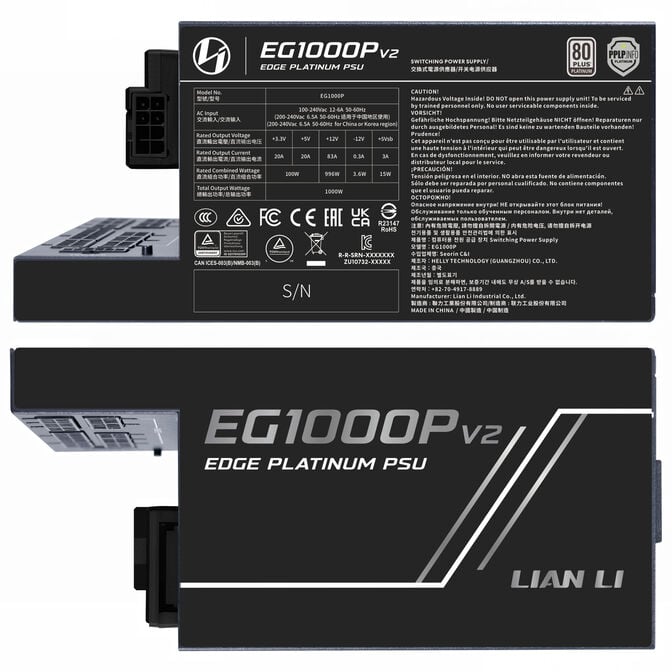 Lian Li EDGE Platinum V2 power supply with EDGE Hub V2 - black, 1,000W image number 2