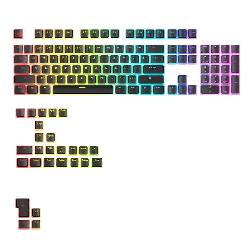 Glorious Aura V3 Keycaps, ANSI Layout (US), PBT, Doubleshot - Black
