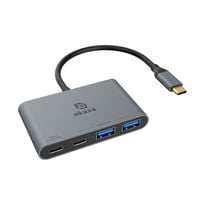 Akasa USB 4-in-1 Hub - 2x USB-C, 2x USB-A, Power Delivery, 18cm, silver