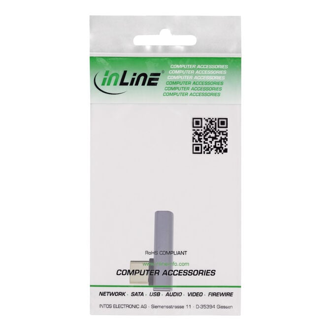 InLine&reg; USB4 Adapter - USB-C Stecker/Buchse vertikal rechts/links gewinkelt, grau image number 2