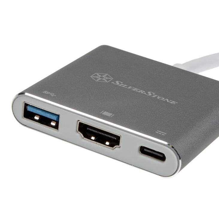SilverStone SST-EP08C - USB 3.1 Typ-C Adapter auf HDMI/USB Type C/USB Type A - silber image number 1