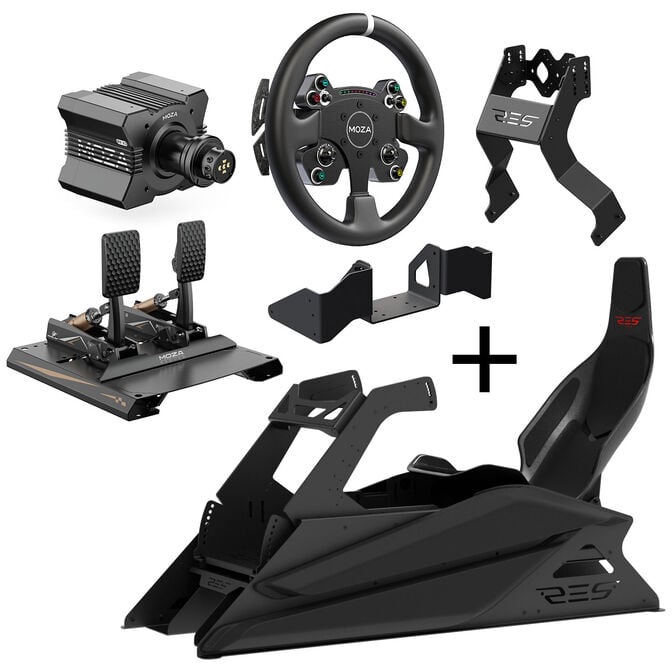 Res-Tech GT Cockpit Simracing Rig - Shiny Black + MOZA Bundle image number 0