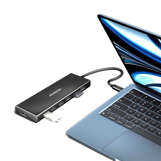 AXAGON HUE-F7C 7x USB 3.2 Gen 1 Aluminium Flat Hub, 30 cm USB-C cable image number 2