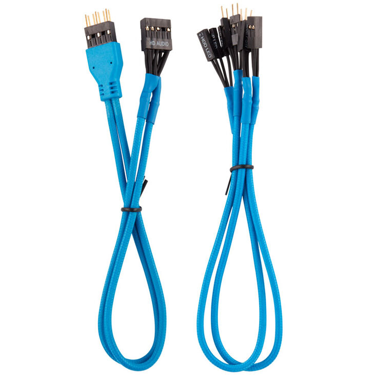 Corsair Premium Sleeved Frontpanel Kabel Verlängerungskit, blau image number 1