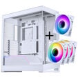 PHANTEKS NV Series NV5 MK2 ATX Case, Tempered Glass, DRGB - Matte White + 3 Pack M25 Gen2 PWM D-RGB Fans Reverse Blade + 1x Standard Fan - 120mm image number null