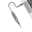 Graygear USB hub, 3x USB 3.0 Type-A Gbit LAN, including USB-C adapter - silver image number null