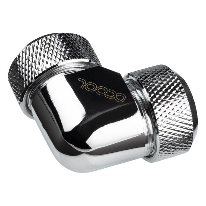 Alphacool Eiszapfen 13mm hard tube screw-in fitting 90 degree L-connector acrylic-brass tubes - chrome image number 1