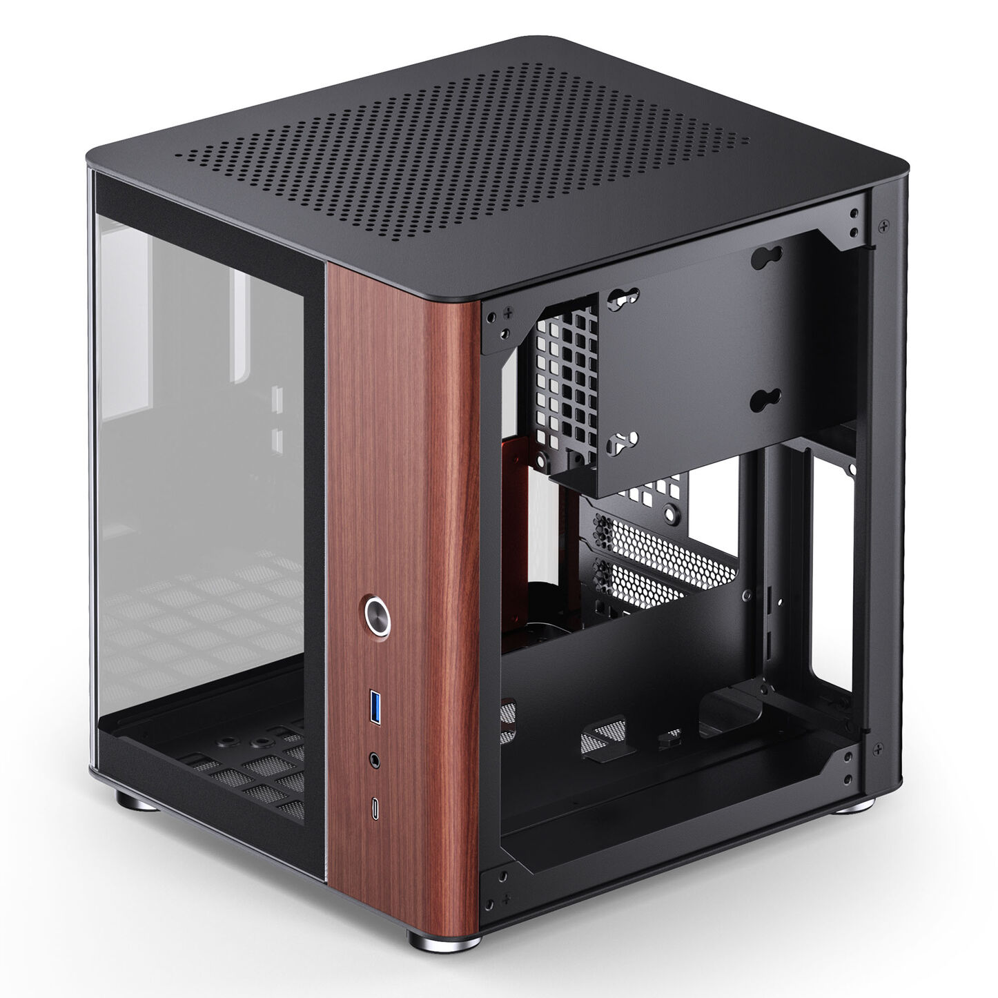 Jonsbo TK-0 PC Gehäuse, Mini-Tower, Mini-ITX, Tempered Glass, Holz ...