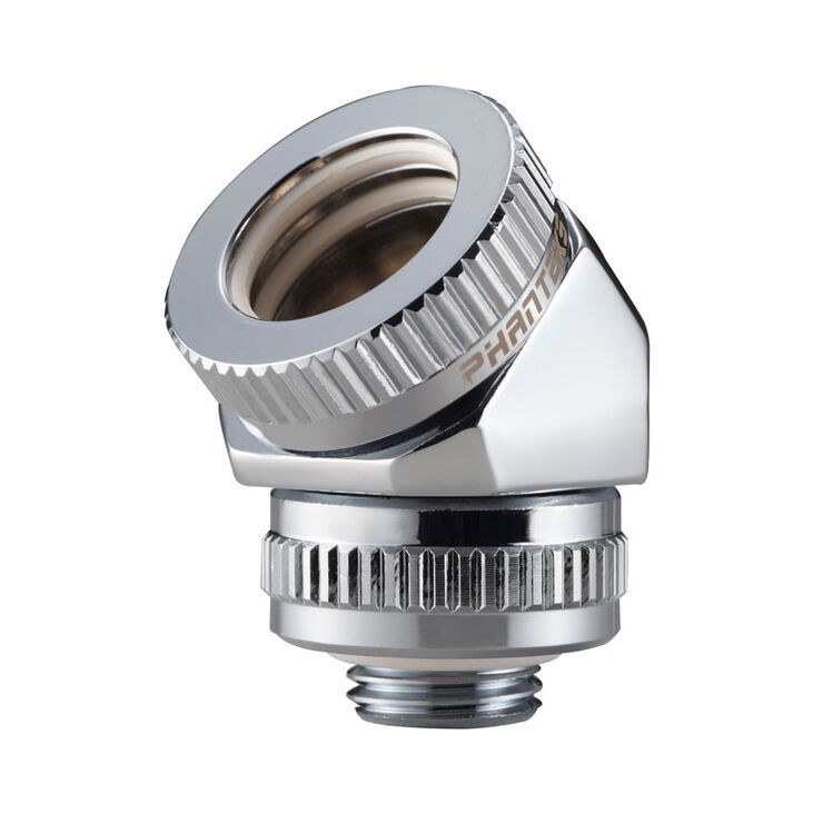 PHANTEKS Glacier Rotary Anschluss 45 Grad G1/4 Zoll AG auf 16mm AD Hardtube - drehbar, chrome silber image number 1