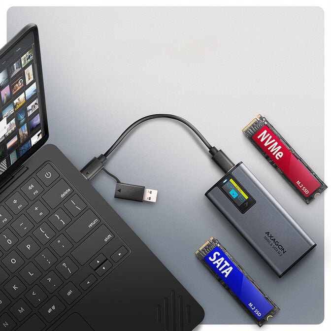 AXAGON EEM2-SD2 USB-C 3.2 Gen 2 - M.2 NVMe / SATA SSD 30-80mm image number 8