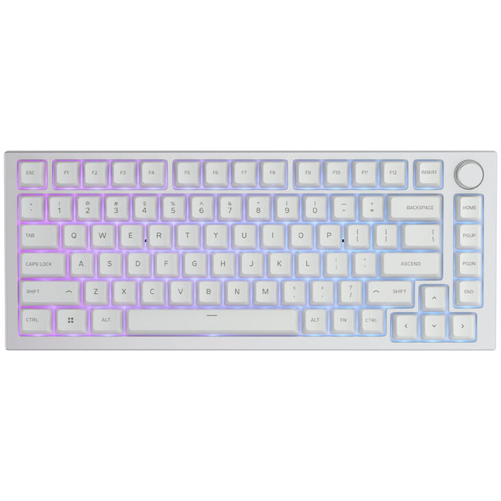 Glorious GMMK Pro White Ice 75% TKL Keyboard - Barebone, ANSI Layout, Silver image number 1