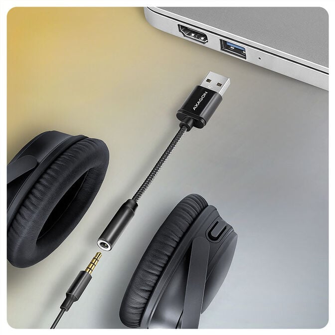 AXAGON ADA-HA USB-A Hi-Res Audio-Adapter, 3,5-mm-Klinke, 32 Bit und 384kHz - schwarz image number 1
