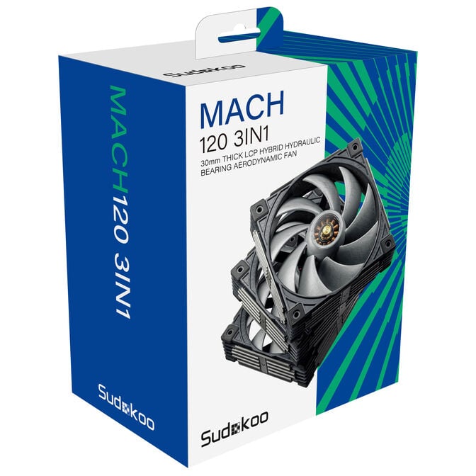 Sudokoo Mach120 PWM L&uuml;fter - 3er Pack, 120mm, schwarz image number 9