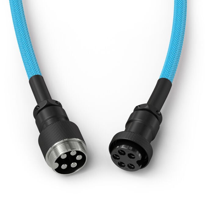 Glorious GMMK Coiled Cable Electric Blue, Spiral Keyboard Cable, USB-C/USB-A &ndash; Light Blue/Black image number 3