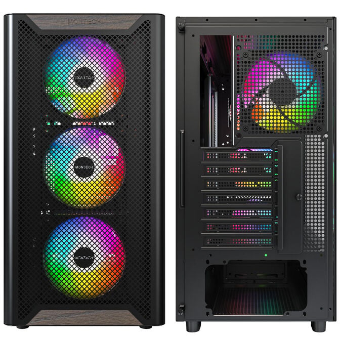 Montech XR Wood PC-Geh&auml;use, Midi-Tower, ATX, ARGB, Tempered Glass - schwarz image number 3