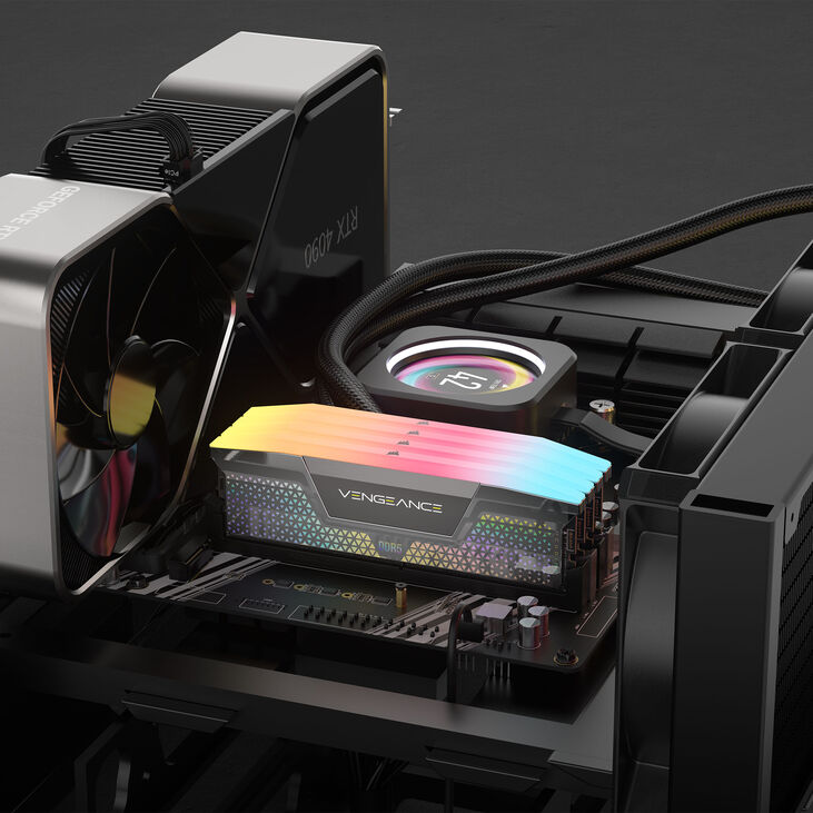 Corsair Vengeance RGB DDR5-8200 RAM, CL40, XMP 3.0, CUDIMM - 48 GB Dual-Kit, silber image number 4