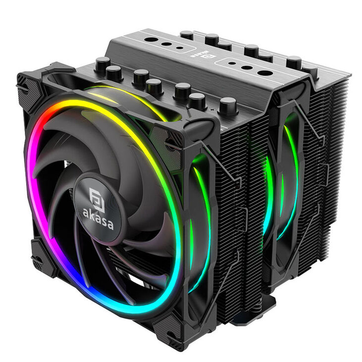 Akasa Soho H7 Dual Tower CPU Cooler, ARGB - 120 mm, black image number 1