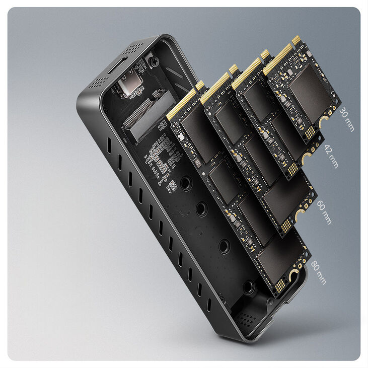 AXAGON EEM2-20G NVMe SSD enclosure, USB-C 3.2, 20 Gbps, 2230 - 2280 - black image number 7