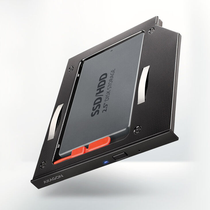 AXAGON RSS-CD09 2.5 Zoll SSD/HDD Adapter für optisches Laufwerk, 9,5 mm, LED image number 1