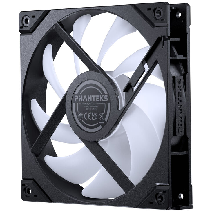 PHANTEKS M25 Gen2 PWM D-RGB Fan - Reverse Blade, 140mm, Black image number 2