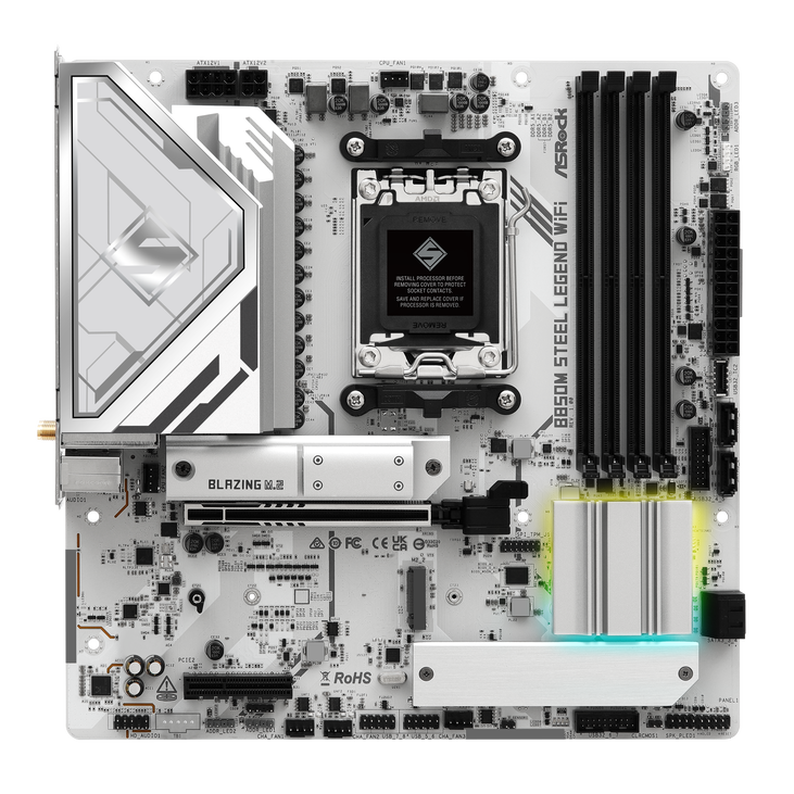 ASROCK B850M Steel Legend Wifi Mainboard, Sockel AM5, AMD B850, Micro-ATX, DDR5 image number 4