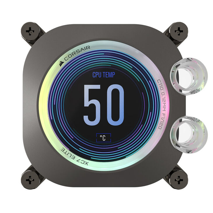 Corsair Hydro X Series XC7 RGB Elite LCD CPU Water Block LGA 1700, AM4 / AM5 - black image number 1
