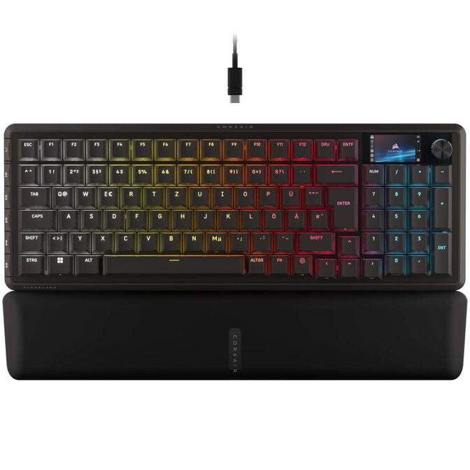 Corsair Vanguard 96 Wireless Gaming Keyboard, Mechanical, RGB, LCD Display, DE Layout - Black image number 0