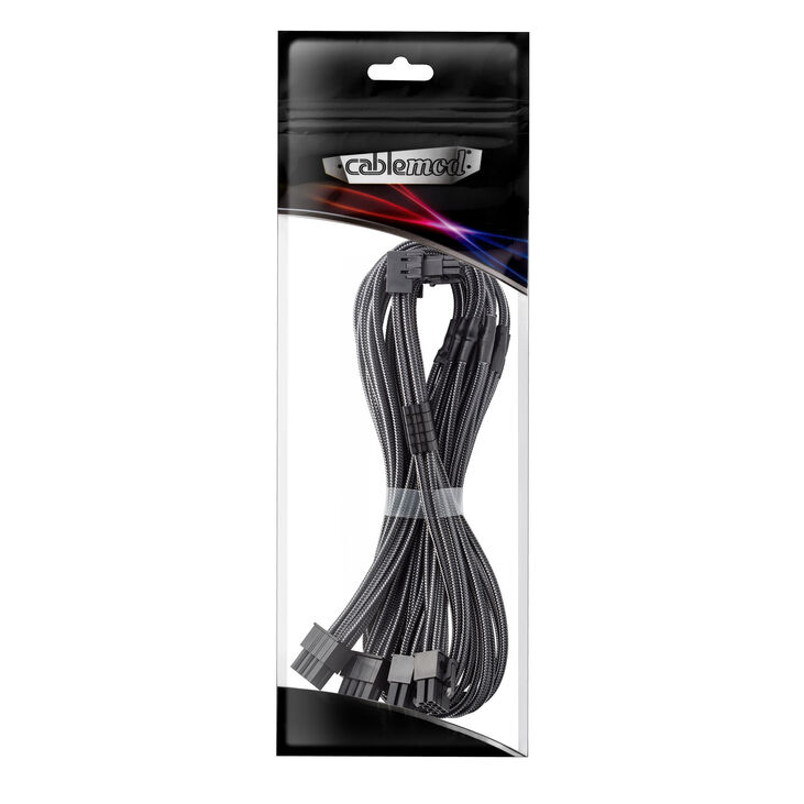 CableMod C-Series Pro Anschlusskabel - Variante B, 90°, 16-Pin zu 4x 8-Pin PCIe, carbon image number 2